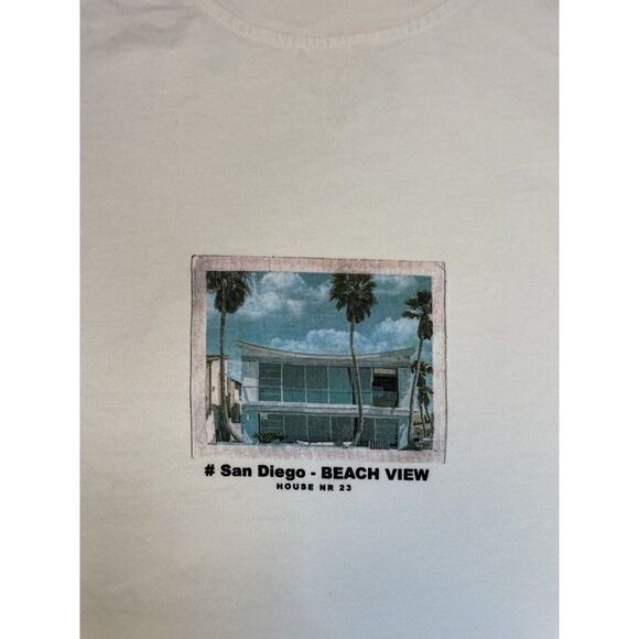 Selected Homme San Diego Beach View House NR 23 Graphic T-shirt Men Small White - Picture 2 of 5